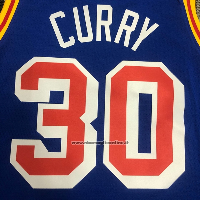 Maglia Golden State Warriors Stephen Curry #30 75th Anniversary Blu